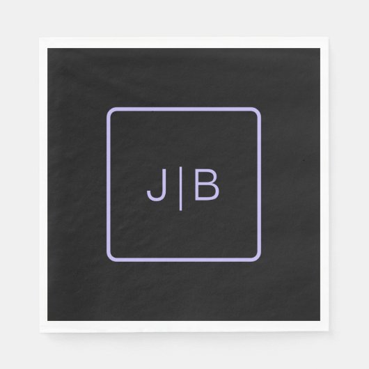 Eenvoudig modern monogram, zwart en lavendel servet (Voorkant)