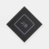 Eenvoudig modern monogram, zwart en lavendel servet (Hoek)