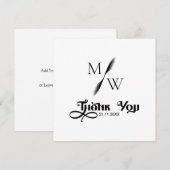 Eenvoudig Modern Monogram Zwart Script Trouwen Bedankkaart (Voorkant / Achterkant)