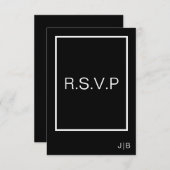 Eenvoudig modern monogram zwart wit bruiloft RSVP kaartje (Voorkant / Achterkant)