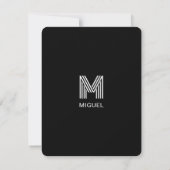 Eenvoudig Modern Monogram Zwart-Wit Notitiekaartje (Achterkant)
