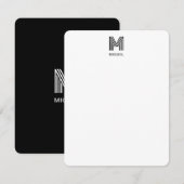 Eenvoudig Modern Monogram Zwart-Wit Notitiekaartje (Voorkant / Achterkant)