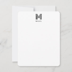 Eenvoudig Modern Monogram Zwart-Wit Notitiekaartje