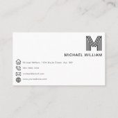 Eenvoudig Modern Monogram Zwart & Wit Visitekaartje (Achterkant)