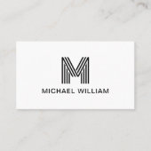 Eenvoudig Modern Monogram Zwart & Wit Visitekaartje (Voorkant)