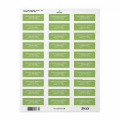 Eenvoudig Modern Moss Green retour adres label (Full Sheet)