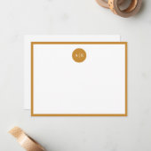 Eenvoudig Modern Mosterd Geel Cirkel Monogram Notitiekaartje (Voorkant / Achterkant in situ)