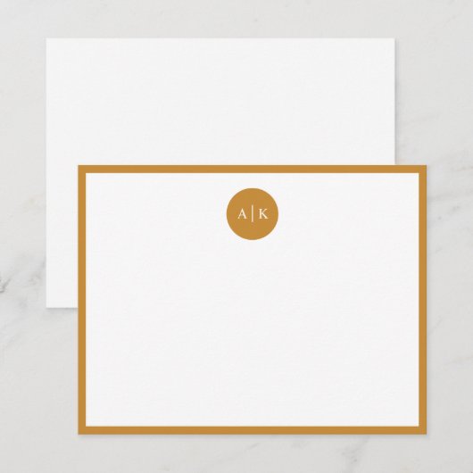 Eenvoudig Modern Mosterd Geel Cirkel Monogram Notitiekaartje (Voorkant / Achterkant)