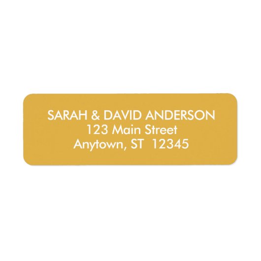 Eenvoudig Modern Mosterd Geel Return Address Label (Voorkant)
