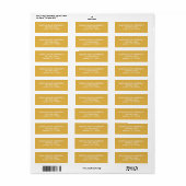 Eenvoudig Modern Mosterd Geel Return Address Label (Full Sheet)