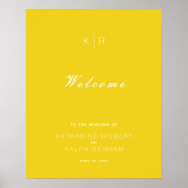 Eenvoudig modern Mustard Yellow Weduwen Welkom Poster