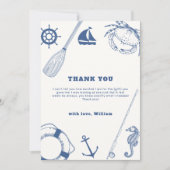 Eenvoudig modern nautisch Gevist Baby shower Bedankkaart (Voorkant)