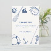 Eenvoudig modern nautisch Gevist Baby shower Bedankkaart (Staand voorkant)