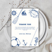 Eenvoudig modern nautisch Gevist Baby shower Bedankkaart