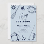 Eenvoudig modern nautisch Gevist Baby shower Kaart (Voorkant)