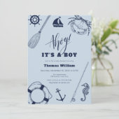 Eenvoudig modern nautisch Gevist Baby shower Kaart (Staand voorkant)