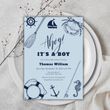 Eenvoudig modern nautisch Gevist Baby shower