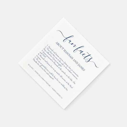 Eenvoudig Modern Navy Blue Script Leuke feiten bru Servet (Hoek)