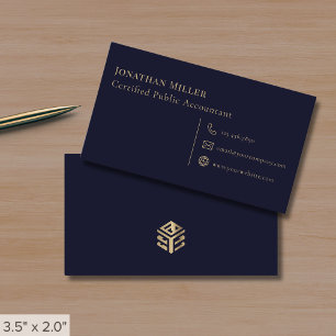 Eenvoudig Modern Navyblauw en Goud Visitekaartje