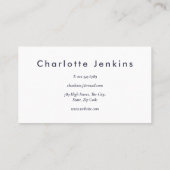 Eenvoudig Modern Navyblauw Professioneel Visitekaartje (Achterkant)