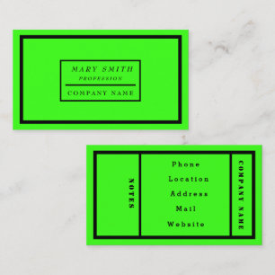 Eenvoudig modern Neon Fluorescent Groen Visitekaartje