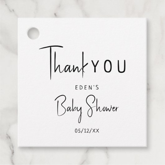 Eenvoudig Modern Neutraal Baby shower Bedankt Bedankjes Labels (Voorkant)