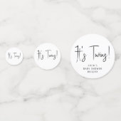 Eenvoudig Modern Neutraal Baby shower Het is Tweel Confetti (Voorkanten)