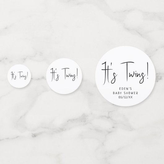 Eenvoudig Modern Neutraal Baby shower Het is Tweel Confetti (Voorkanten)