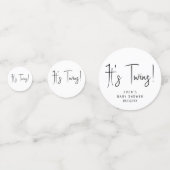 Eenvoudig Modern Neutraal Baby shower Het is Tweel Confetti (Achterkanten)