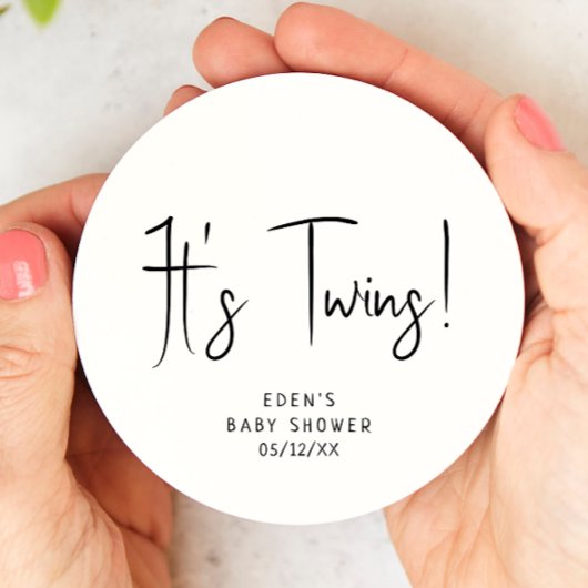 Eenvoudig Modern Neutraal Baby shower Het is Tweel Ronde Kartonnen Onderzetter