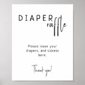 Eenvoudig Modern Neutraal Baby shower Luier Raffle Poster (Voorkant)