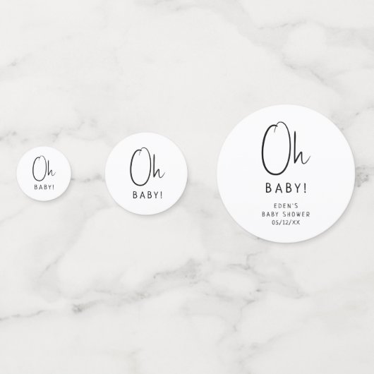 Eenvoudig Modern Neutraal Baby shower Oh Baby Confetti (Achterkanten)