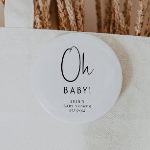 Eenvoudig Modern Neutraal Baby shower Oh Baby Ronde Button 5,7 Cm