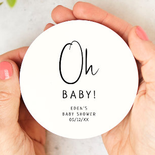 Eenvoudig Modern Neutraal Baby shower Oh Baby! Ronde Kartonnen Onderzetter