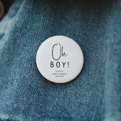 Eenvoudig Modern Neutraal Baby shower Oh Boy Ronde Button 5,7 Cm
