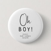 Eenvoudig Modern Neutraal Baby shower Oh Boy Ronde Button 5,7 Cm (Voorkant)