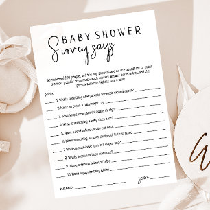 Eenvoudig Modern Neutraal Baby shower Onderzoek Ze Kaart