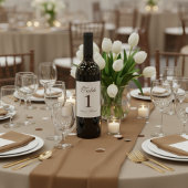 Eenvoudig Modern Neutraal Bruin Trouwtafel Nummer Wijn Etiket