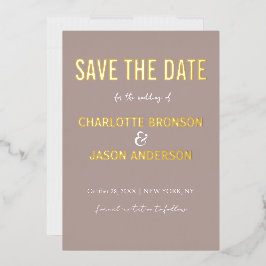 Eenvoudig modern neutraal formaat voor het opslaan folie uitnodiging