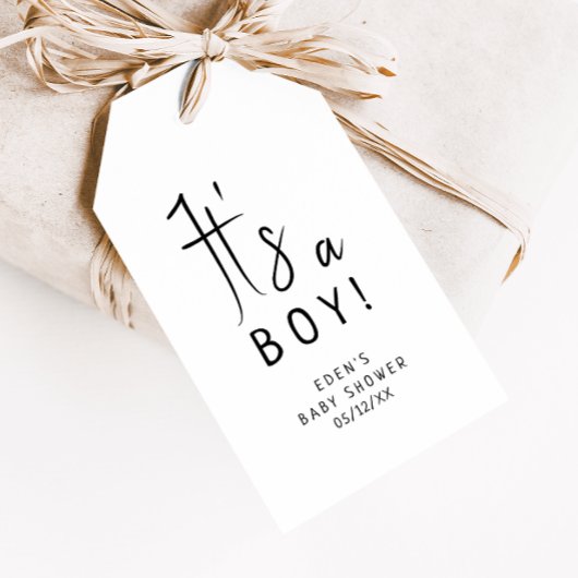 Eenvoudig Modern Neutraal Het is een Boy Baby show Cadeaulabel