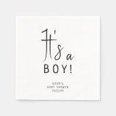 Eenvoudig modern neutraal Het is een jongen! Baby  Servet (Voorkant)