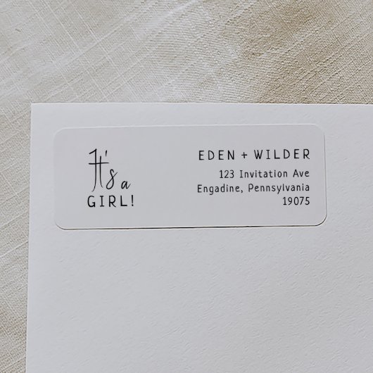 Eenvoudig modern neutraal Het is een meisje terug  Etiket