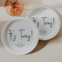 Eenvoudig Modern Neutraal Het is Twins Baby shower