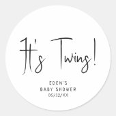 Eenvoudig Modern Neutraal Het is Twins Baby shower Ronde Sticker (Voorkant)