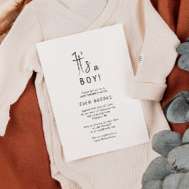 Eenvoudig modern neutraal is een jongen! Baby Show Kaart