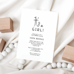Eenvoudig modern neutraal is een meisje! Baby Show Kaart