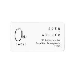 Eenvoudig modern neutraal OH Baby RSVP-retouradres Etiket