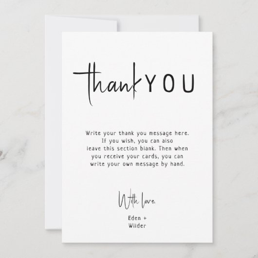 Eenvoudig modern neutraal verticaal Baby shower pl Bedankkaart (Voorkant)