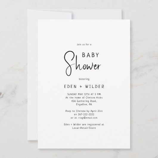 Eenvoudig Modern Neutral Couples Baby shower Kaart (Voorkant)