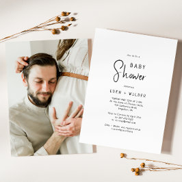 Eenvoudig Modern Neutral Couples Foto Baby shower Kaart